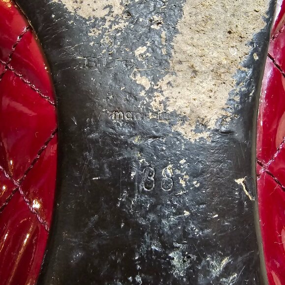 Burberry Red Leather Quilted Flat Size 38 or 7.5 US Good Used Condition - Picture 7 of 8